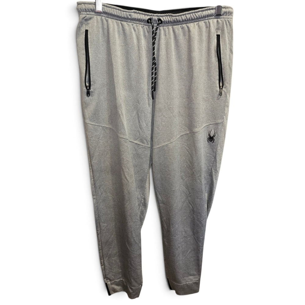 Spyder Jogger Pants Mens Large Gray Good Activewear Zipper Pockets Drawstring
